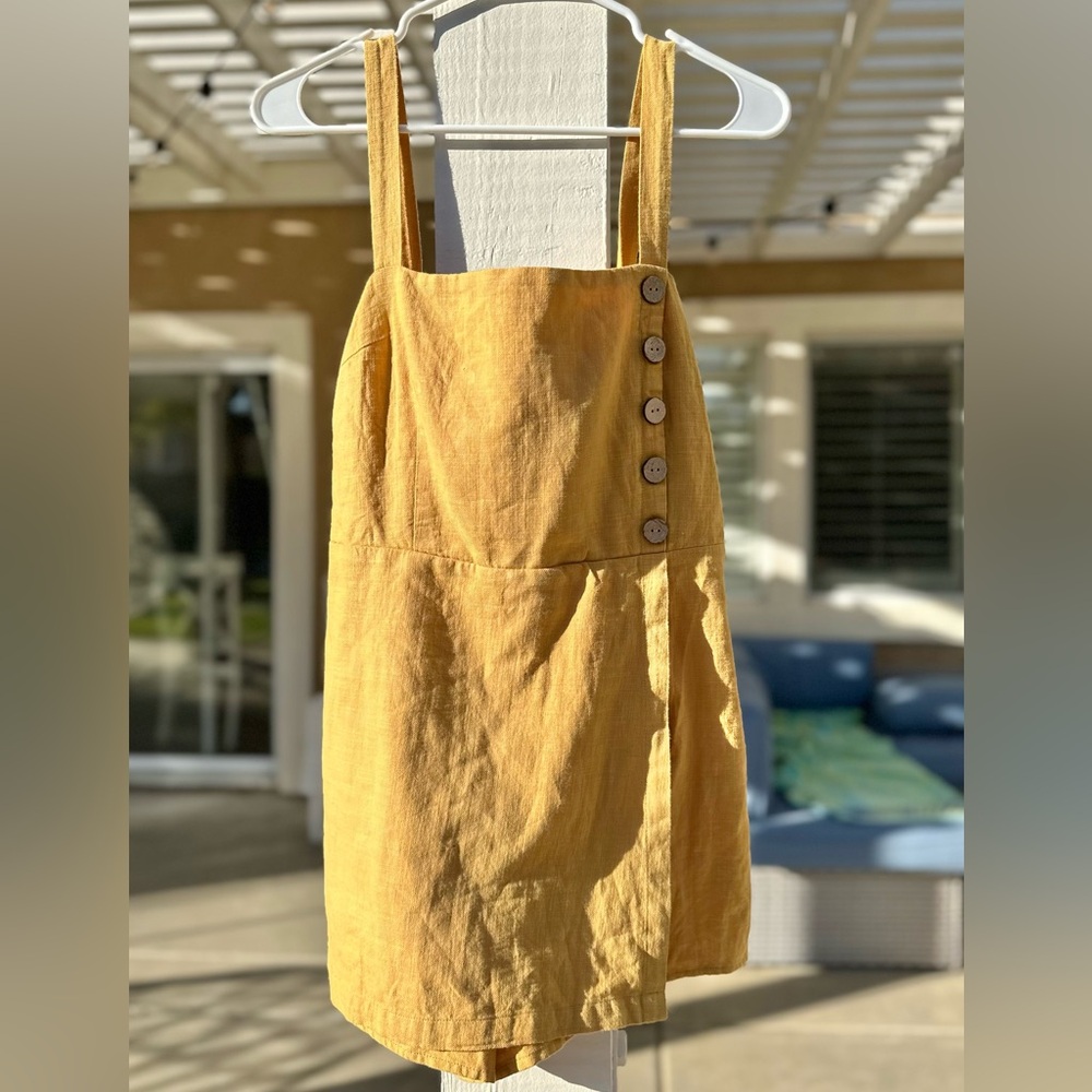 Women’s Yellow Button-Front Romper
